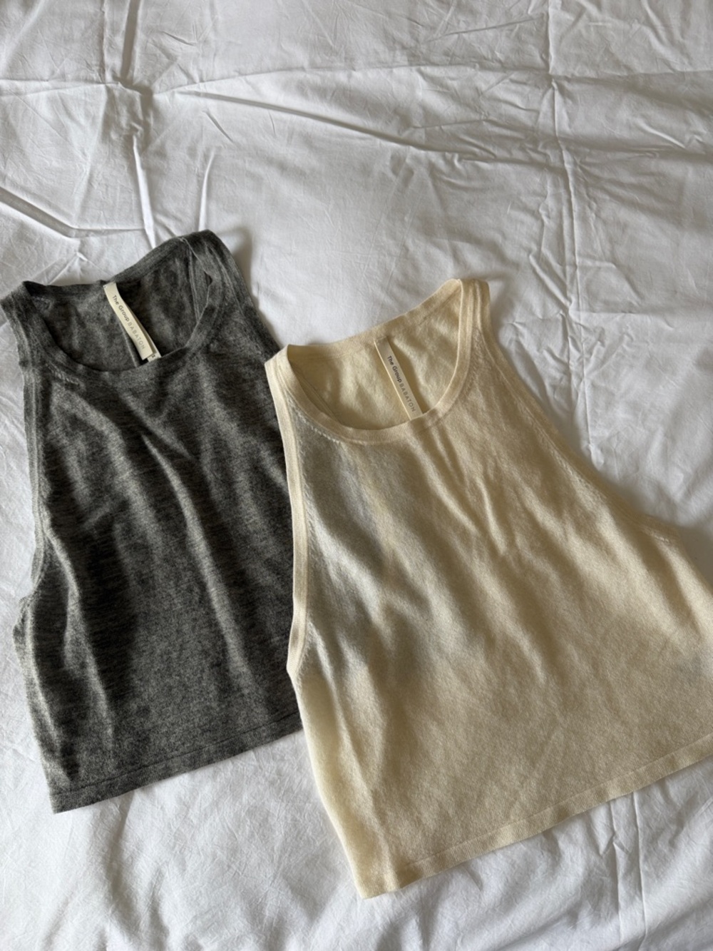 Babaton Cashmere Tank Duo in Charcoal & Cream